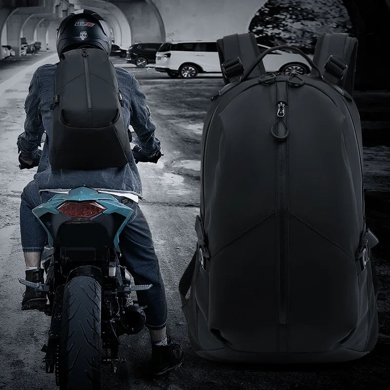 Large Capacity Water Resistant Motorcycle and Cycling Backpack with Helmet and Laptop Storage