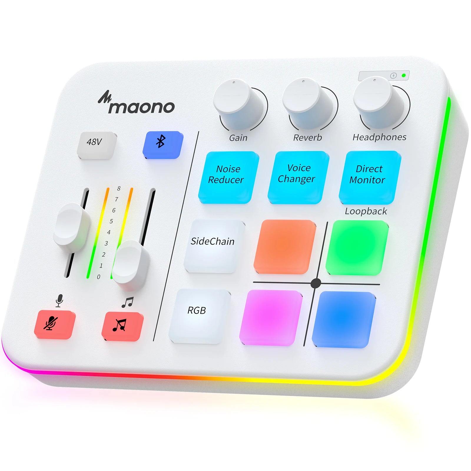 Audio Mixer with XLR Microphone Interface RGB Sound Effects for Streaming, Gaming and Podcasting