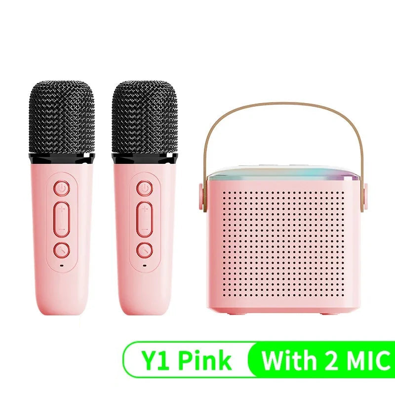 Wireless Portable Karaoke Speaker with RGB Lights and Dual Microphones for Home Parties