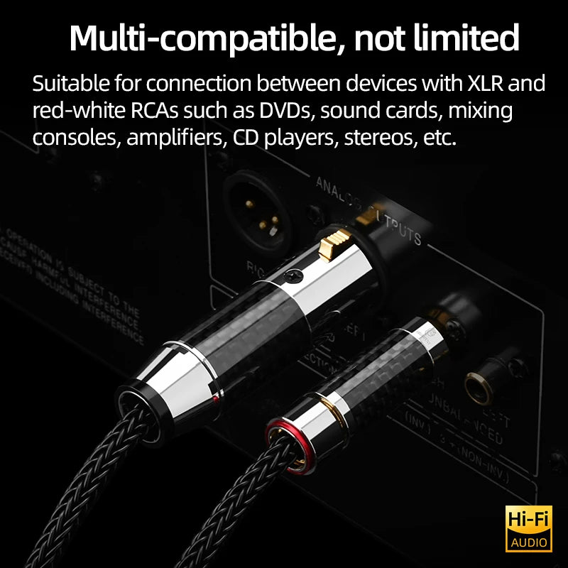 Premium Silver Plated OCC RCA to XLR Audio Cable Pair for Amplifiers and Studio Equipment