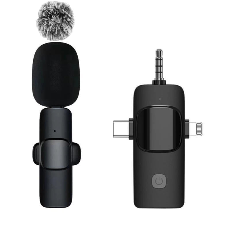 Wireless Lavalier Microphone Set for iPhone & Type-C Devices with Noise Reduction & Wind Protection