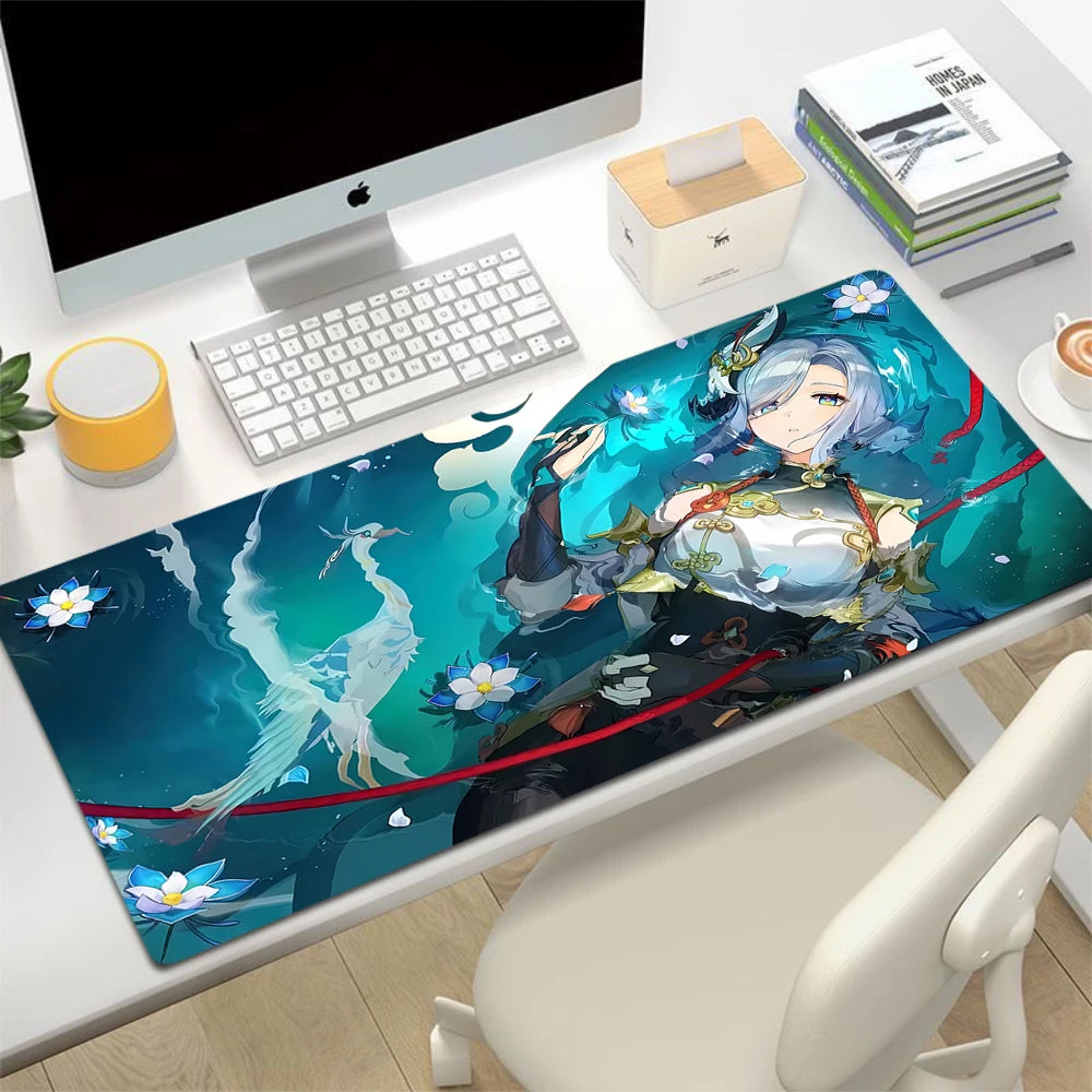 XL Anime Gaming Mouse Pad with Anti-slip Rubber Base, Stitched Edges, Custom Print Options