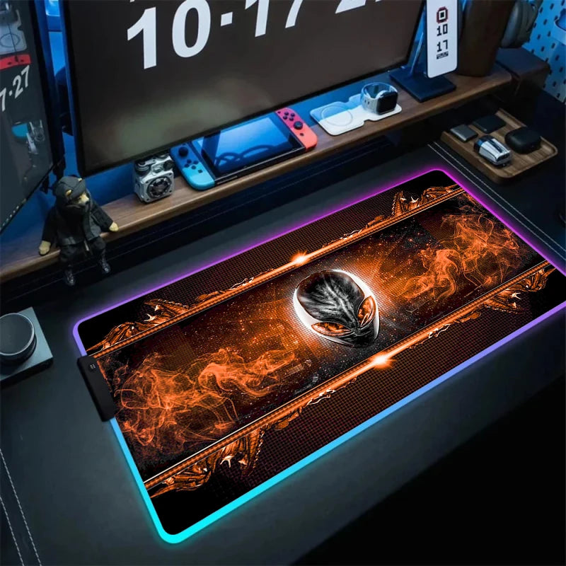 Large RGB LED Mouse Pad with Non-Slip Base, Waterproof Gaming Desk Mat for PC and Laptop Setup