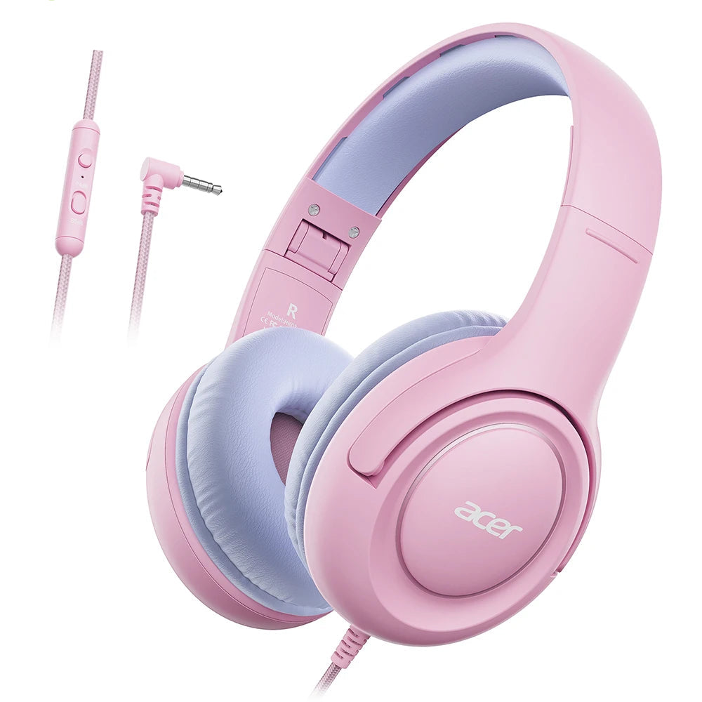 Kids Wired On Ear Headphones with Safe Volume Limiter and 3.5mm Jack for School and Play
