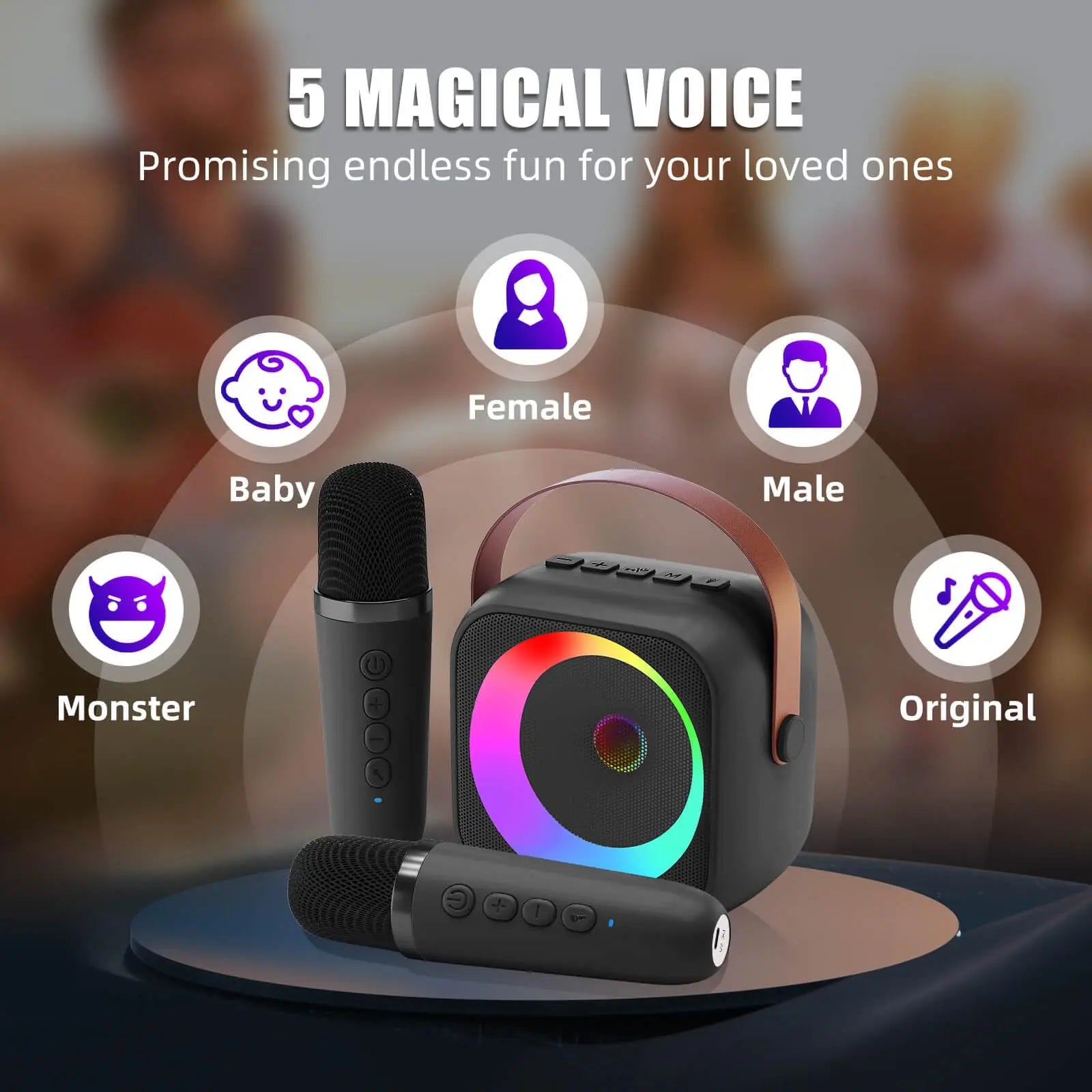 Portable Kids Karaoke Machine with Bluetooth Speaker and 1–2 Wireless Mics for Parties and Gifts