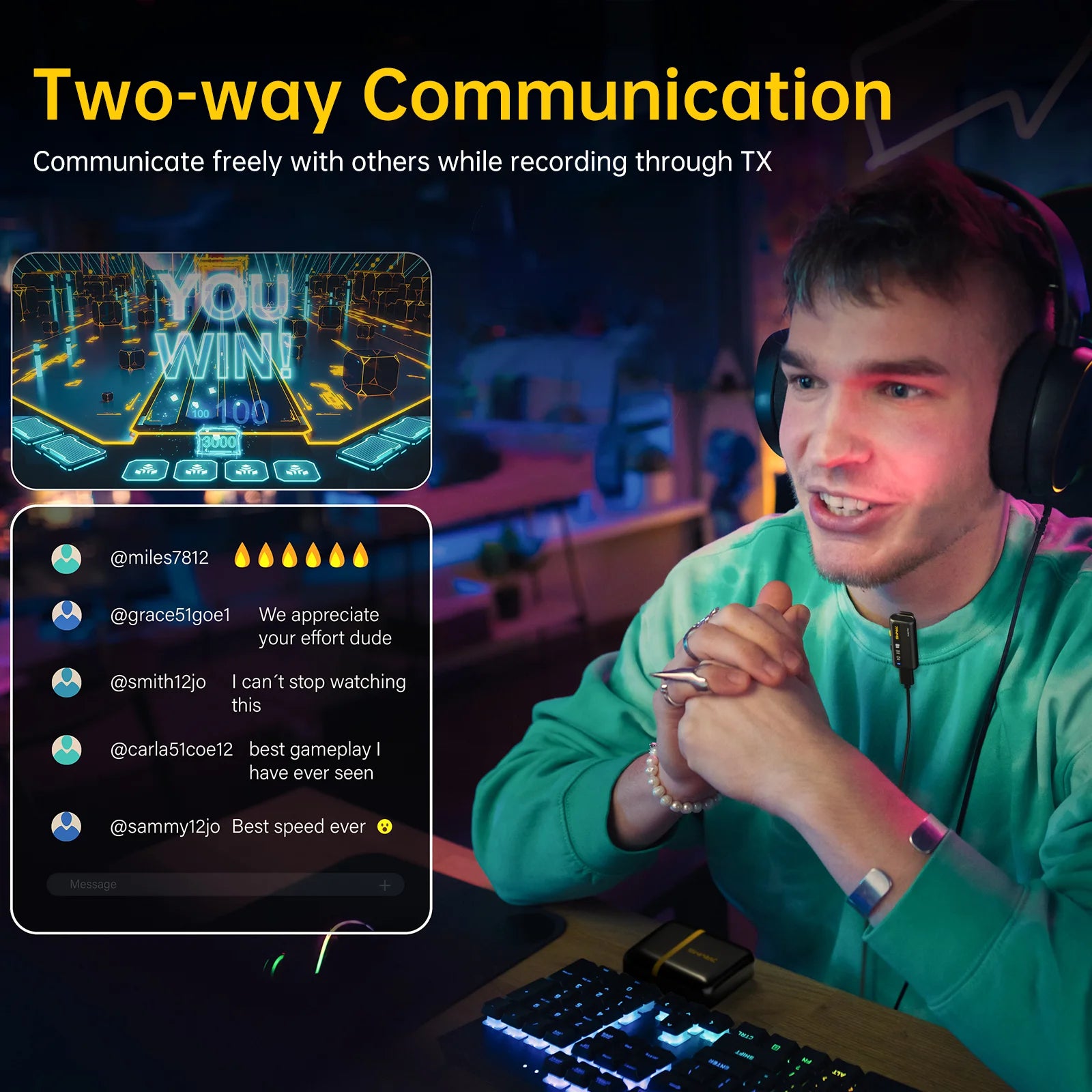 Mini Wireless Lavalier Microphone Set for Camera Smartphone Computer Vlog Live Streaming Interview
