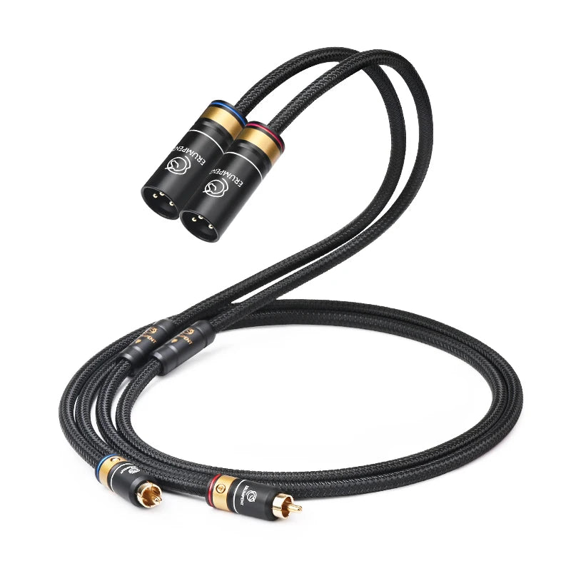 Premium Dual XLR to Dual RCA Audio Cable with 6N OCC Copper for HiFi Amplifier and Mixer