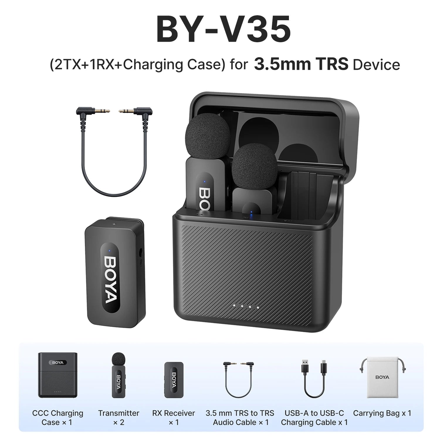BOYA BY-V3 Wireless Lavalier Microphone for iPhone Android USB-C Cameras DJI Pocket 3 Video Recording Pro