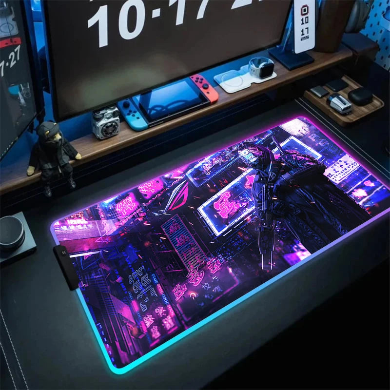 Large RGB Gaming Mouse Pad with Backlight Non Slip Surface for Keyboard and Desk Protection