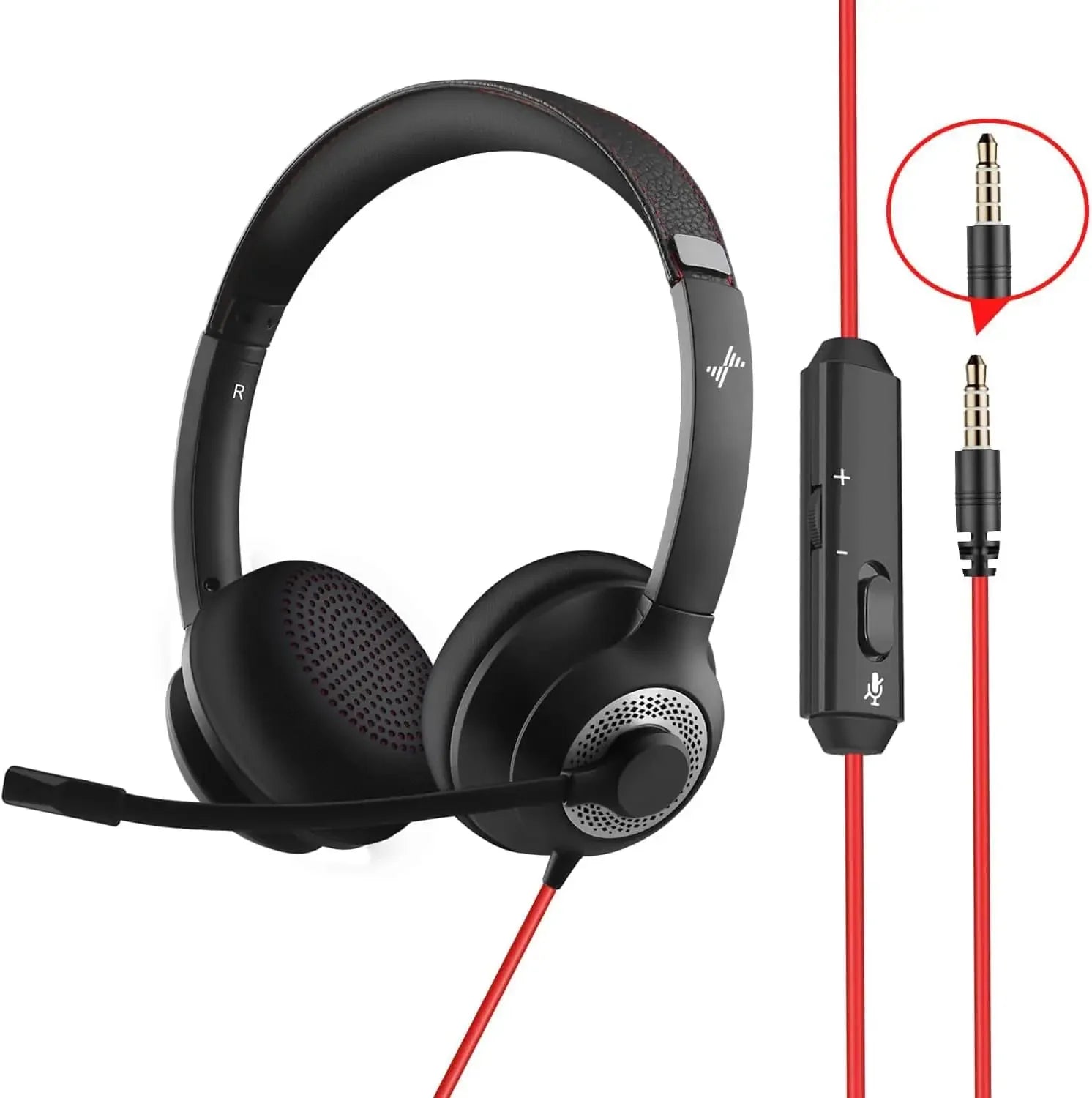 USB Wired Headset with Noise Cancelling Microphone and In-line Controls for Home Office