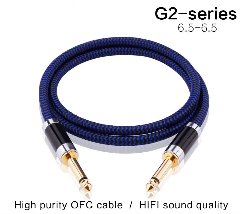 Professional Dual 6.5mm TS Audio Cable Oxygen‑Free Copper Lead for Guitar Mixer Amplifier