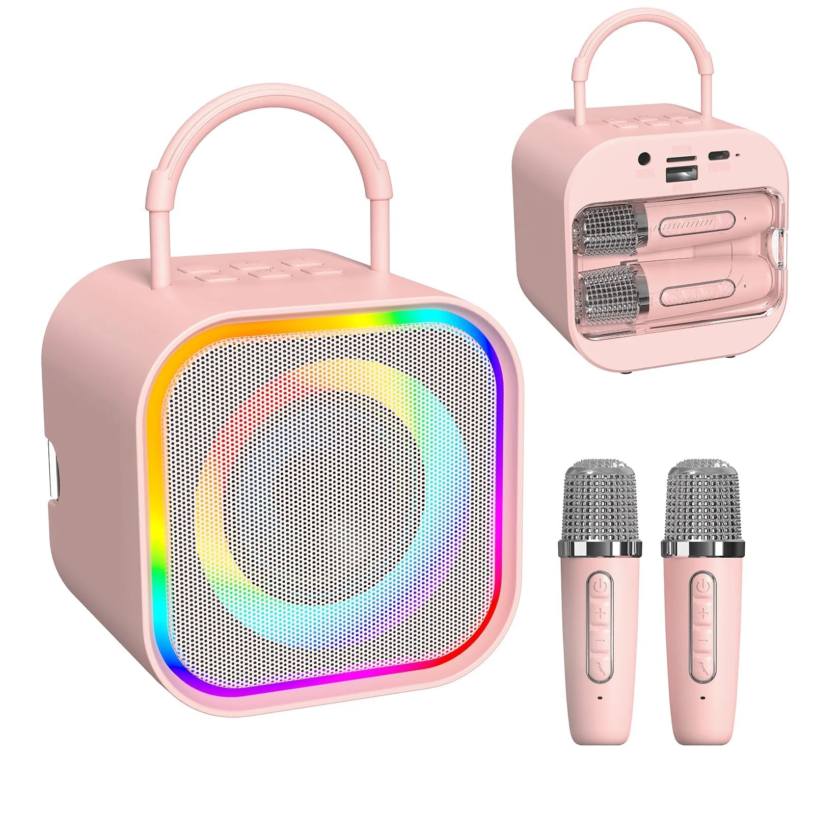 Mini Karaoke Machine for Kids – Portable All-in-One Bluetooth Speaker with 2 Microphones