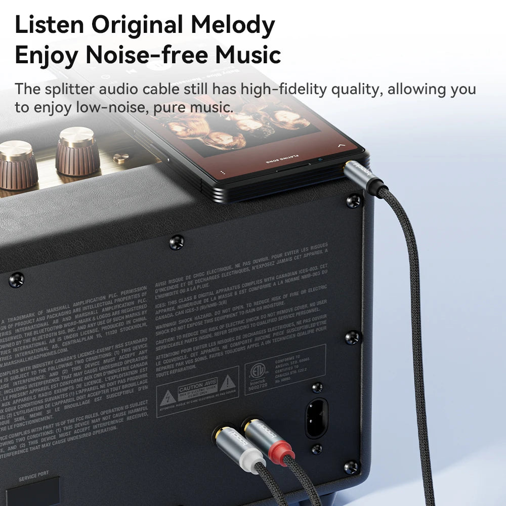 3.5mm Male to 2RCA Audio Cable AUX Splitter Cord for TV Box Amplifier DVD Player