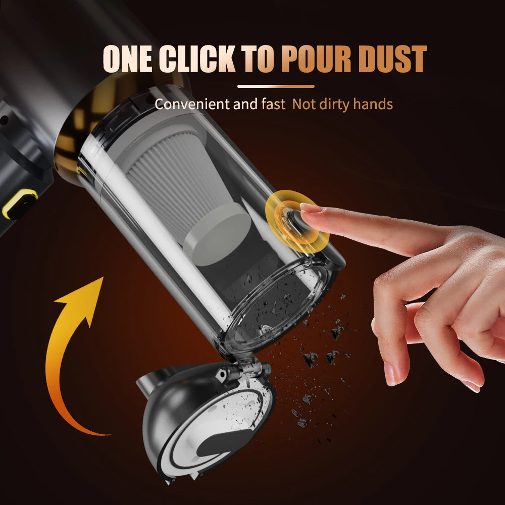 Cordless Handheld Car Vacuum Cleaner Strong Suction Wet Dry Portable Mini Vehicle Cleaner