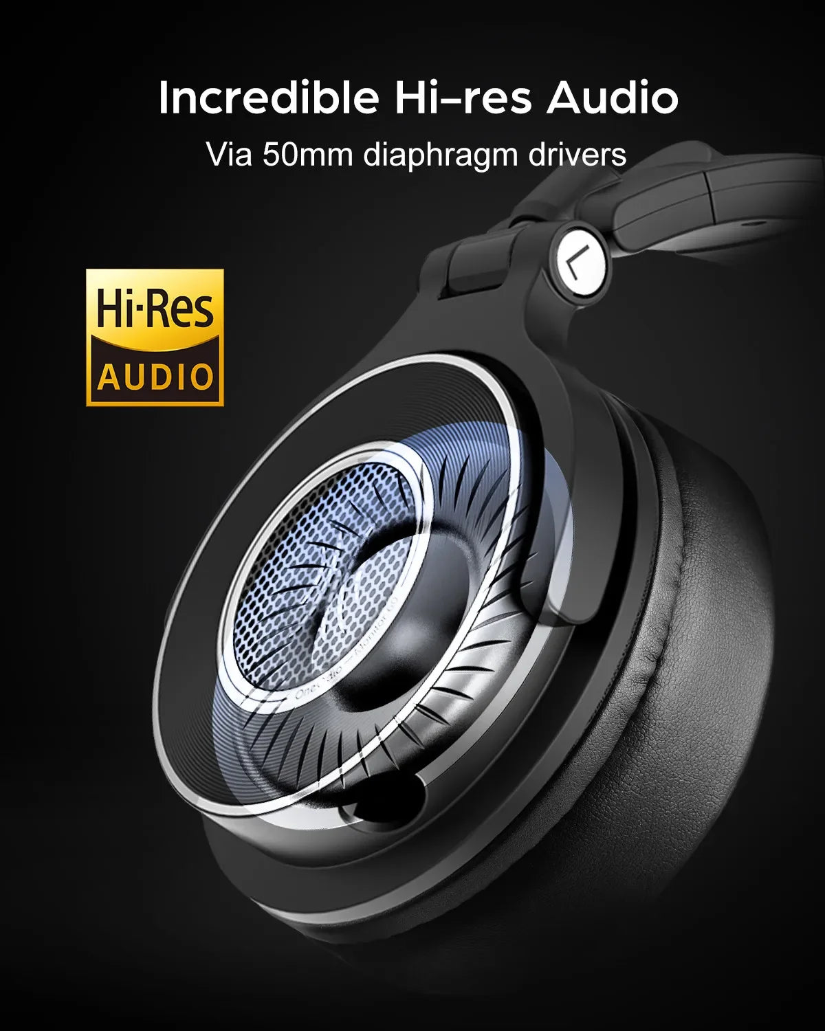 Professional Wired Over Ear Studio Headphones with Hi-Res Audio and Detachable Microphone