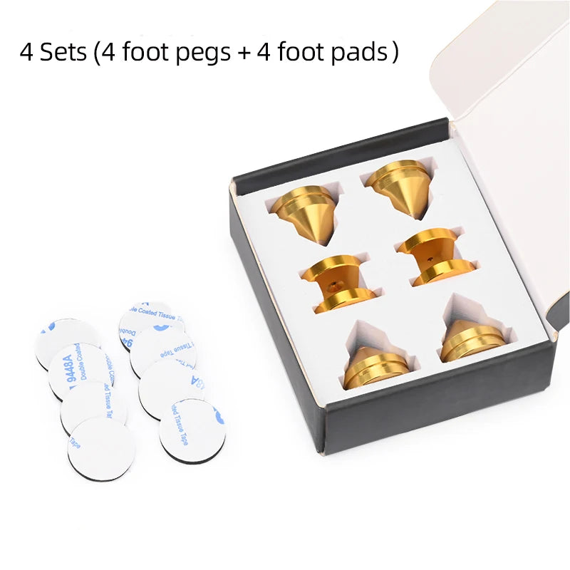 High Quality Aluminium Alloy HiFi Speaker Isolation Feet Pads with Shock Absorbing Pins