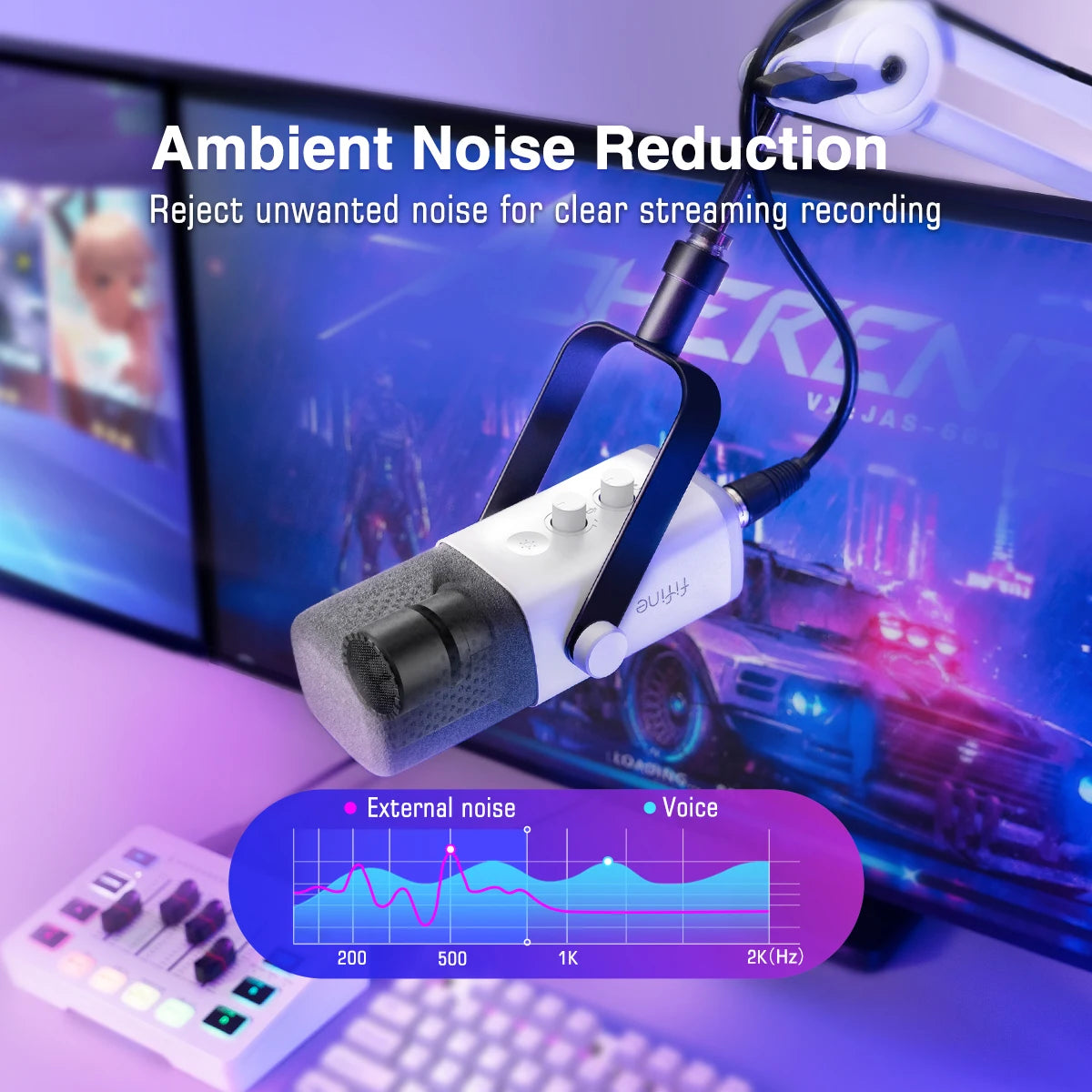 XLR USB Dynamic Microphone with RGB Headphone Jack Touch Mute for Recording Streaming Gaming PS4 PS5