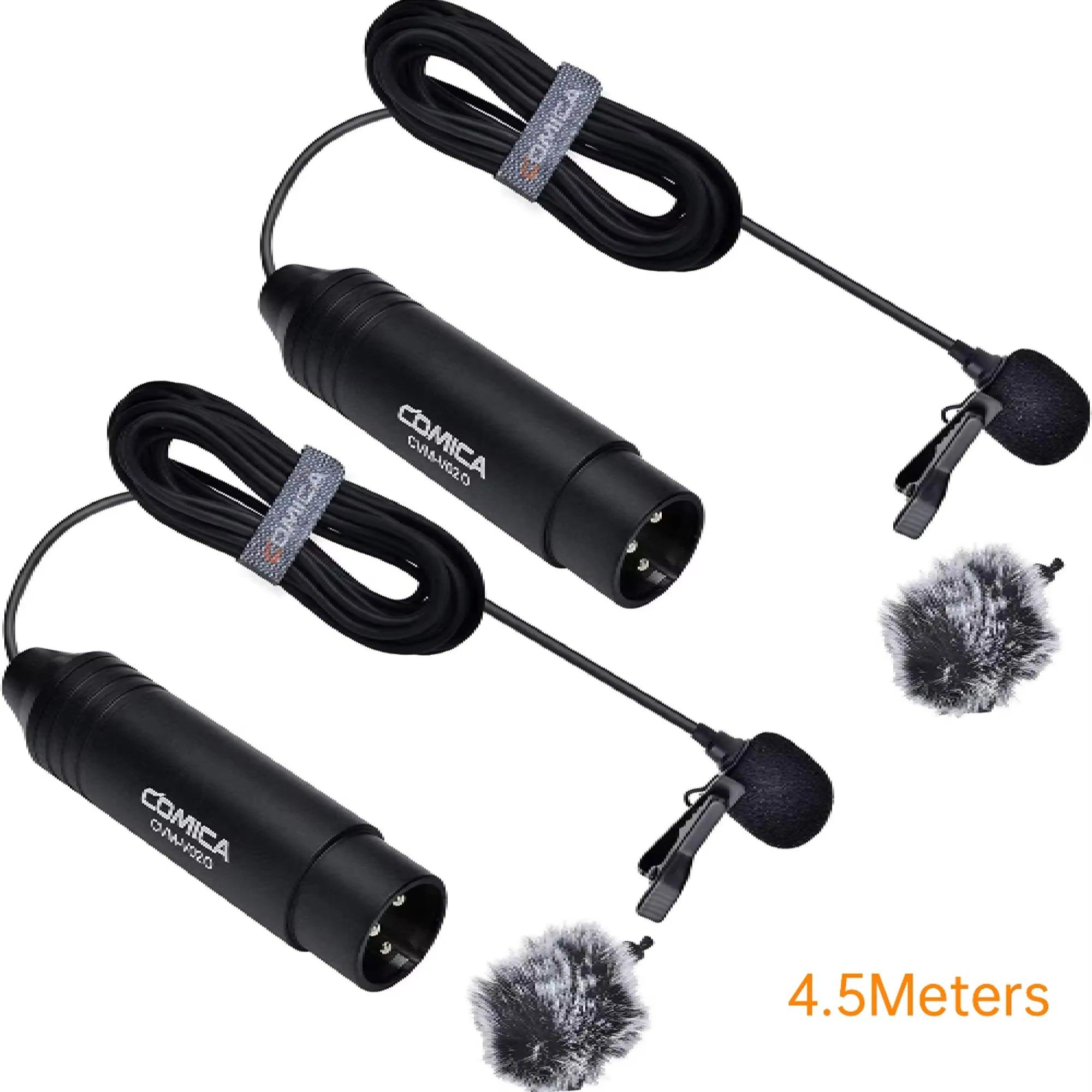 Omnidirectional XLR Lavalier Microphone with 3-pin Connector for Camcorders Studio Recording 2-pack