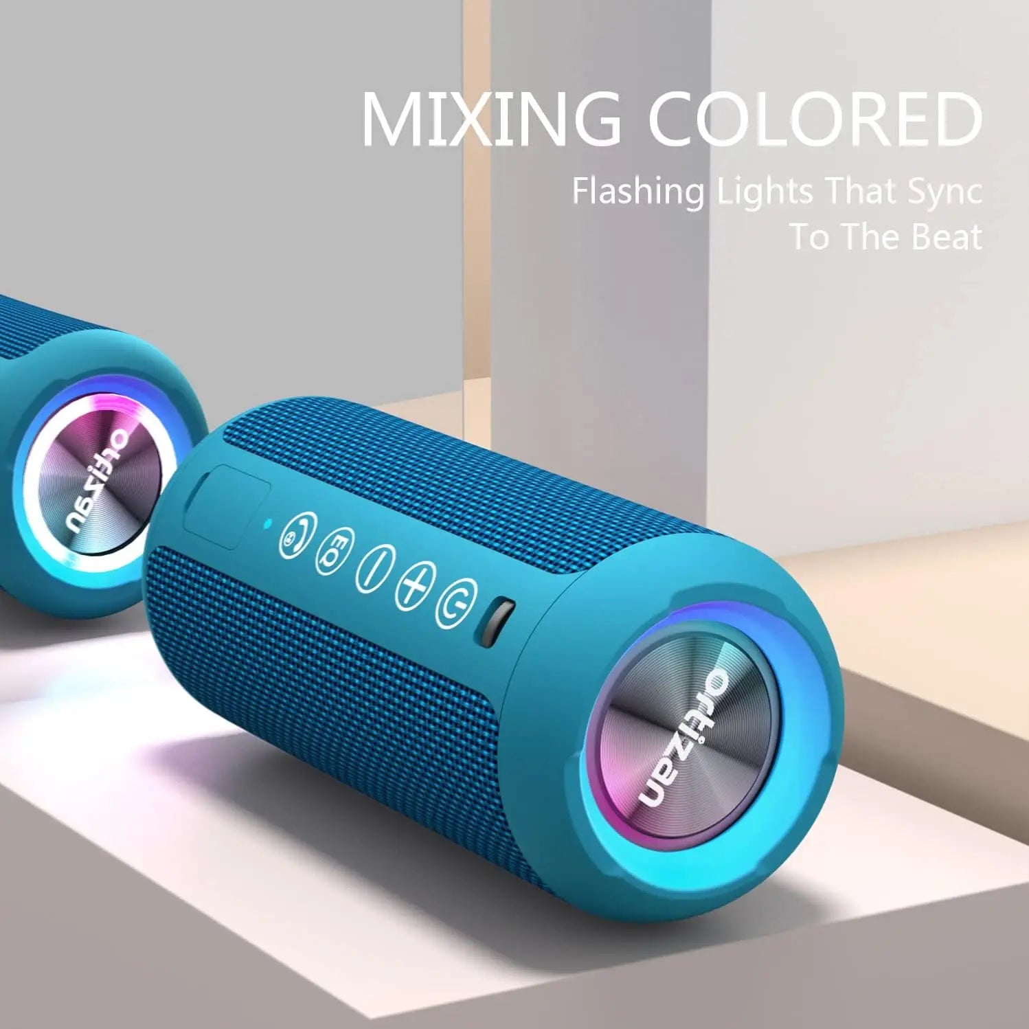 Portable Bluetooth Speaker with Deep Bass Boost IPX7 Waterproof RGB Lights and 30H Playtime