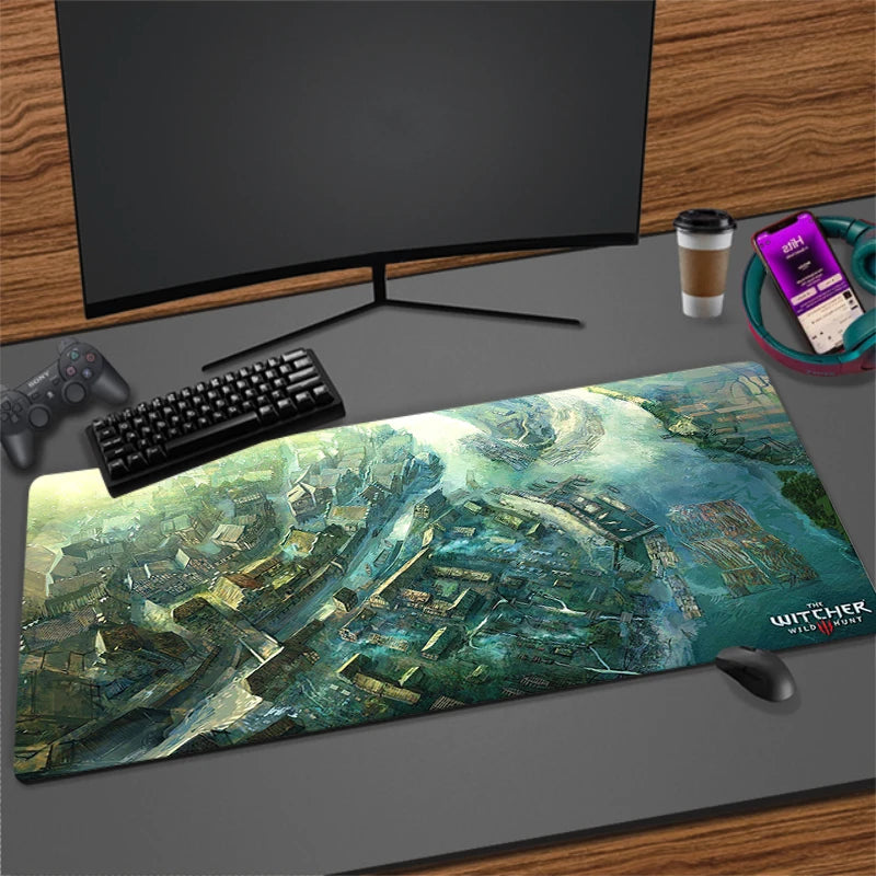 Large Cartoon Gaming Mouse Pad with Stitched Edges Non-Slip Rubber Base for Desktops and PCs