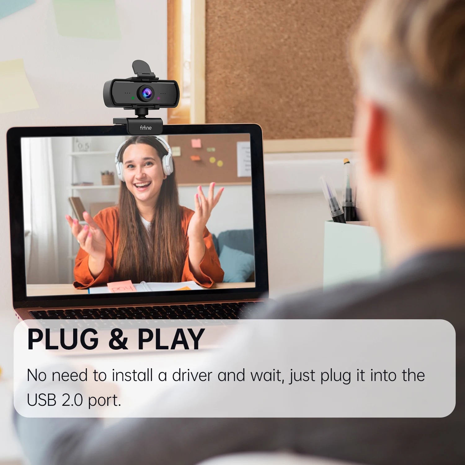 1440p Full HD USB Webcam with Microphone and Tripod for PC Laptop Video Calls Streaming