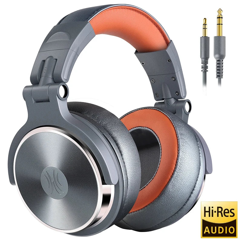 Professional Wired Studio Monitor Headphones with Microphone Over Ear Headset for Mixing and Gaming