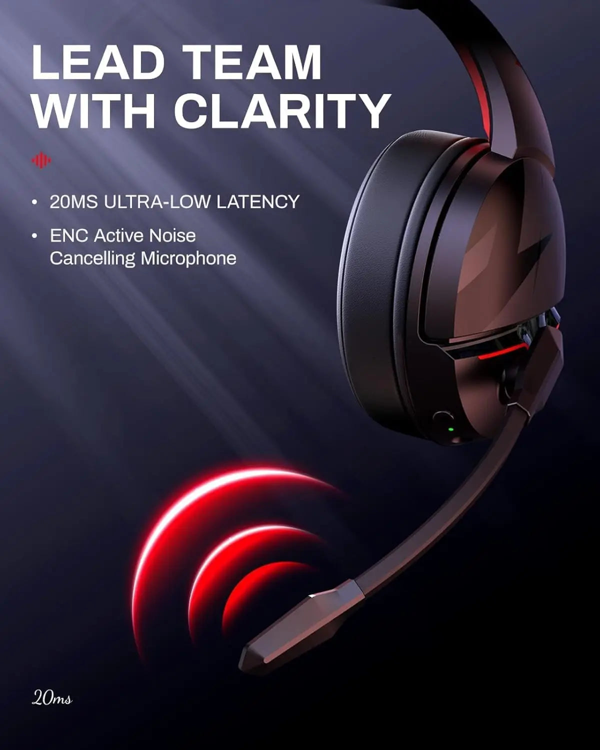 Wireless Gaming Headset with 100 Hour Battery Life Bluetooth 5.3 and ENC Mic