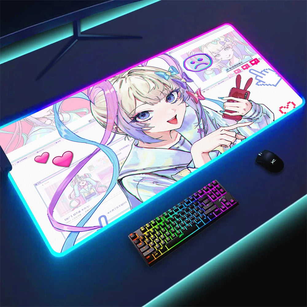Extended RGB Gaming Mouse Mat with LED Lighting Extra Large Waterproof Non Slip Rubber Surface