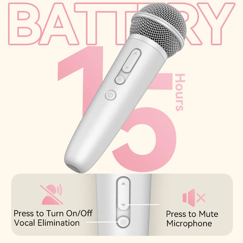 Wireless Karaoke Microphone with Earphone Feedback for Singing Recording Compatible with Music Apps