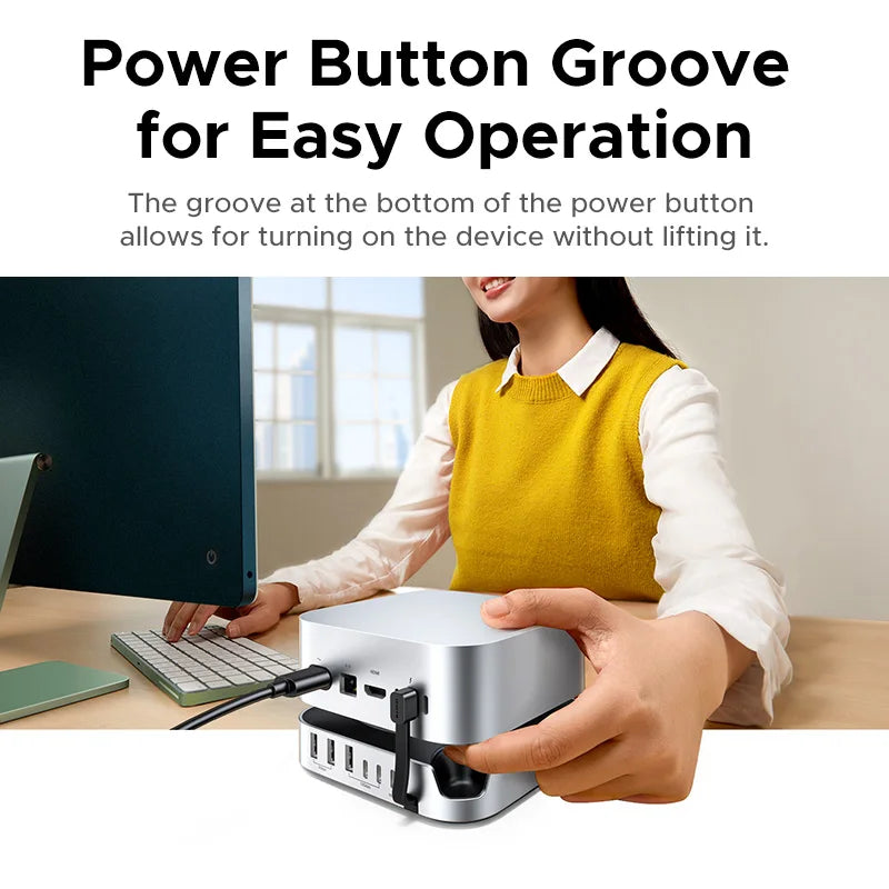 Mac Mini M4 Docking Station 11-in-1 USB-C USB-A NVMe SSD Hub SD TF Card Reader 10Gbps