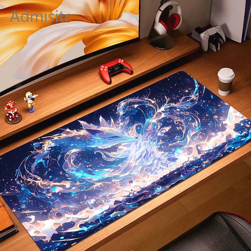 Kawaii Anime Pink Fox Mouse Pad Extra Large Natural Rubber Non-Slip Desk Mat for Gaming and Office