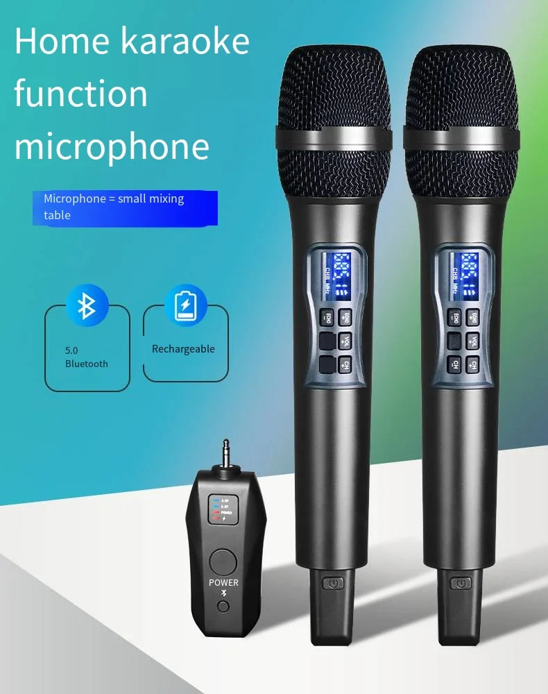 Wireless UHF Handheld Karaoke Microphone with Bluetooth Receiver and Reverb for Home or Stage