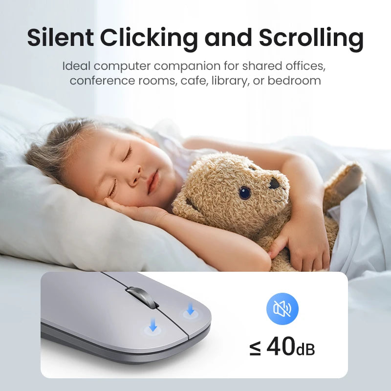 Silent Wireless Bluetooth Mouse with 4000 DPI Dual Mode for Laptop PC Mac Tablet Left and Right Hand