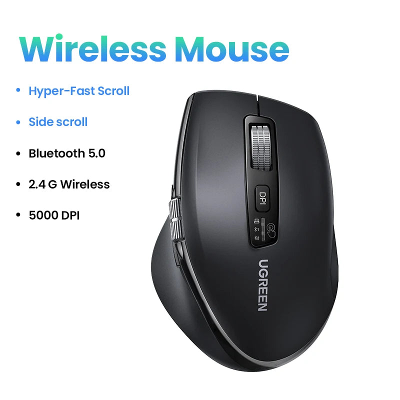 Hyper-Fast Scroll Wireless Mouse Bluetooth 5.4 & 2.4GHz Ergonomic 5000DPI for PC Laptop Mac