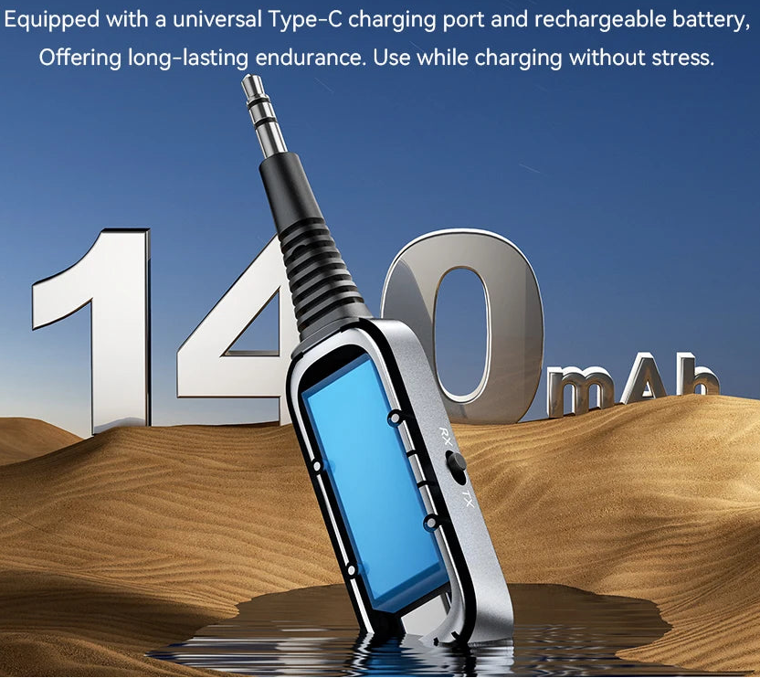 2-in-1 Bluetooth 5.1 Audio Receiver and Transmitter with 3.5mm AUX for TV Car and Earphones