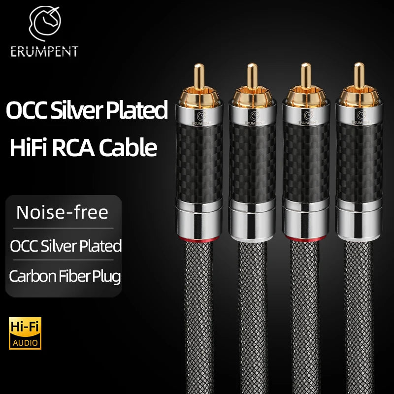 Premium Silver Plated RCA to RCA HiFi Audio Cable for Amplifiers DACs and Stereo Systems