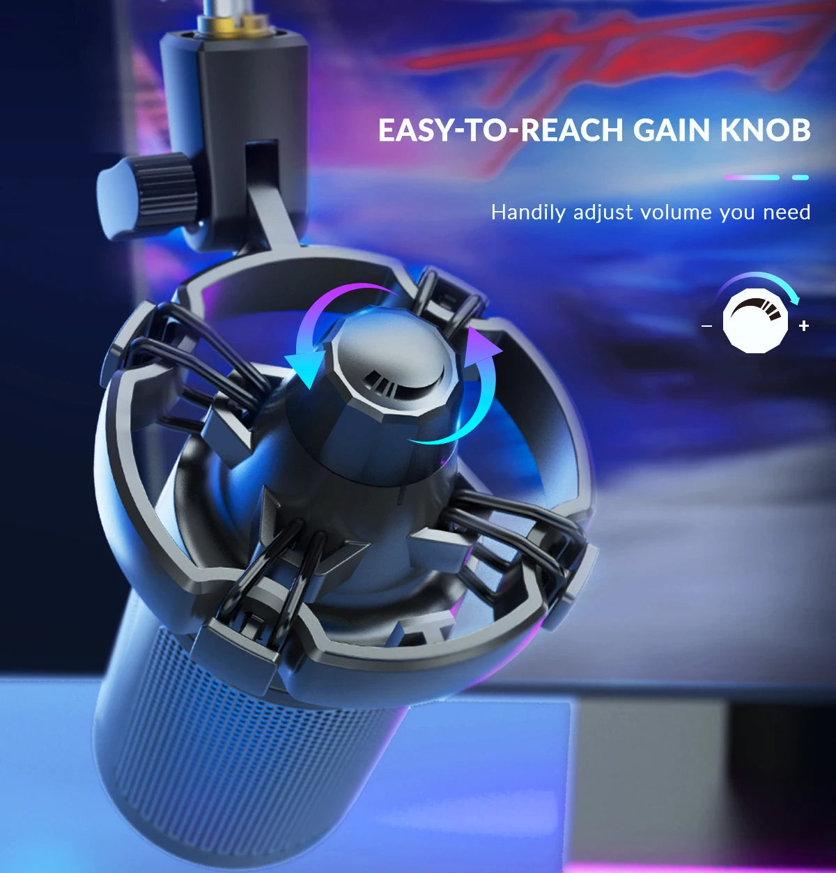 USB Gaming Microphone Kit with Boom Arm, RGB Condenser Cardioid Mic for PC PS4 PS5 Streaming