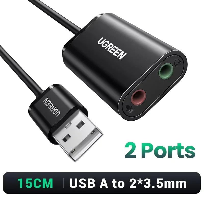 UGREEN USB External Sound Card, 3.5mm Audio Adapter for PC, Laptop, PS4, PS5 and Headsets