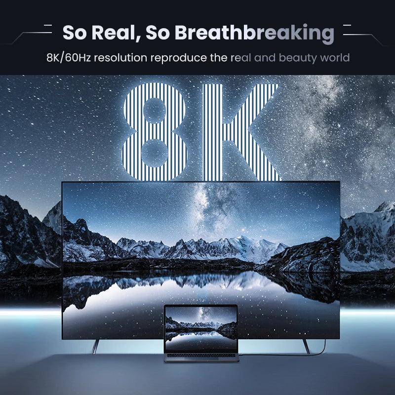 HDMI 2.1 Cable 8K 60Hz 48Gbps Ultra High Speed eARC HDR Gaming HDMI Lead Male to Male