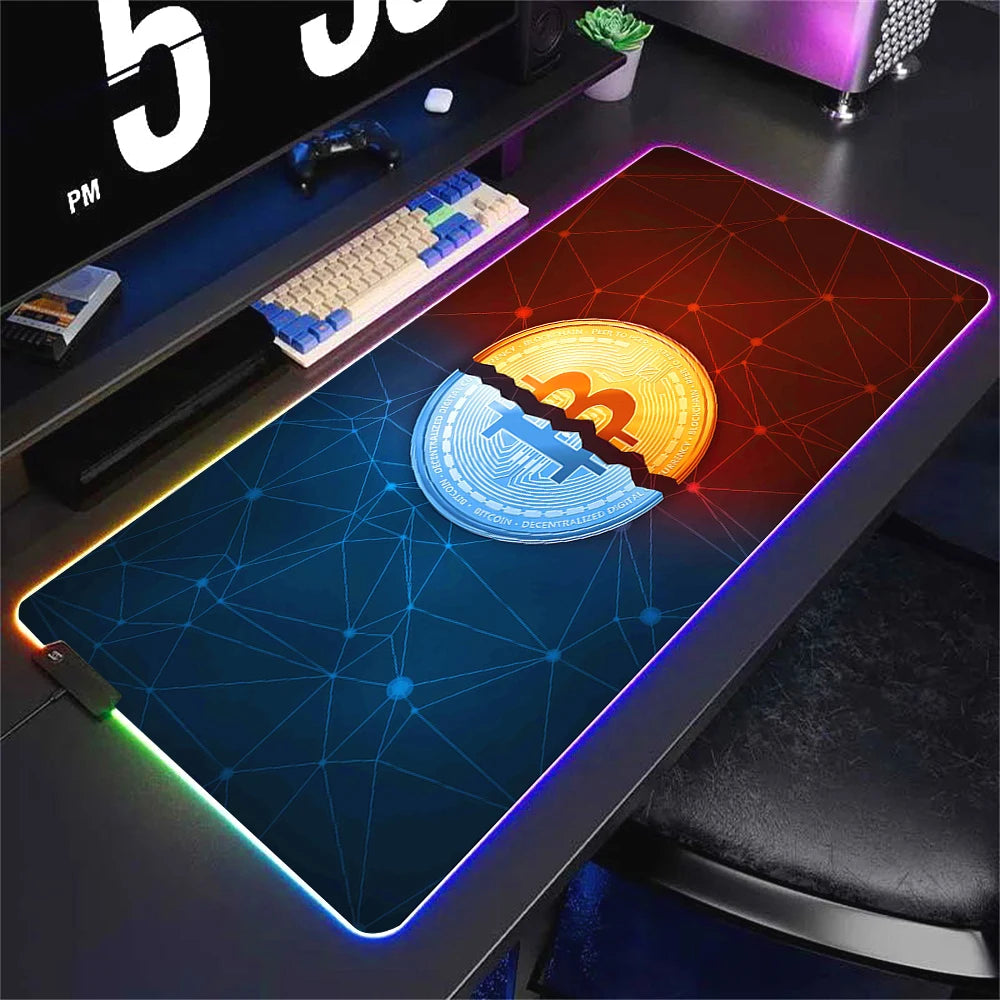 Oversized RGB LED Gaming Mouse Pad Non Slip Waterproof Desk Mat Multiple Sizes for PC Setup