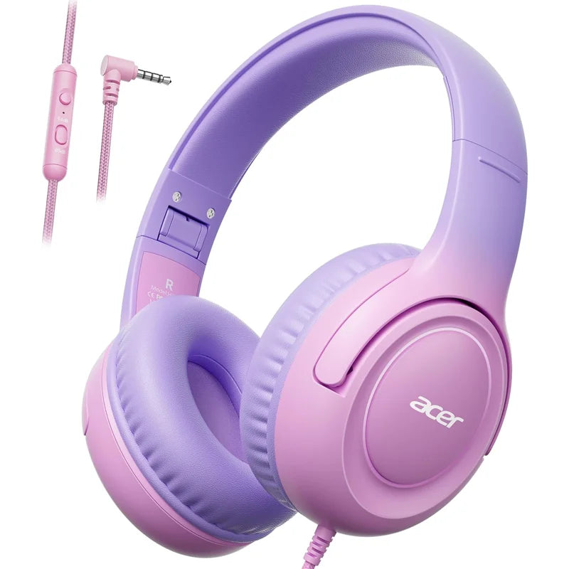 Kids Wired On Ear Headphones with Safe Volume Limiter and 3.5mm Jack for School and Play