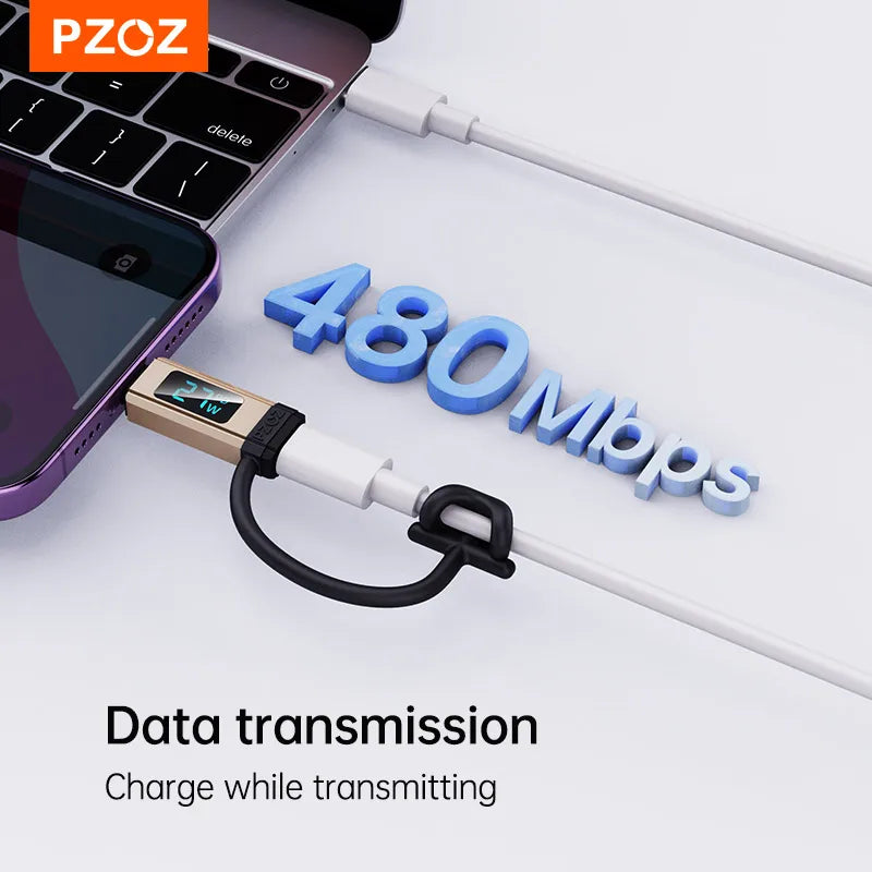 USB C to Lightning Fast Charging Adapter with LED Display for iPhone iPad and MacBook Pro Air