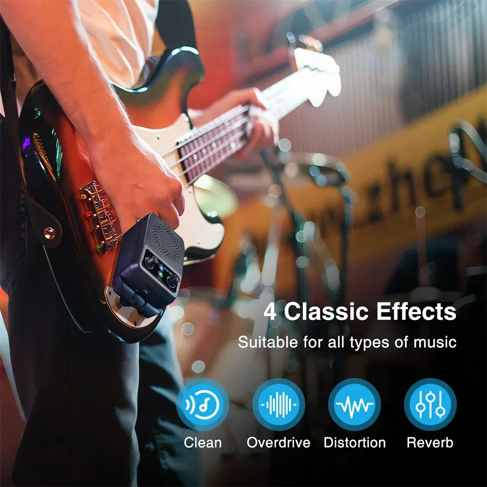 Mini Portable Electric Guitar Amplifier 5W Rechargeable with Bluetooth and Built-in Effects