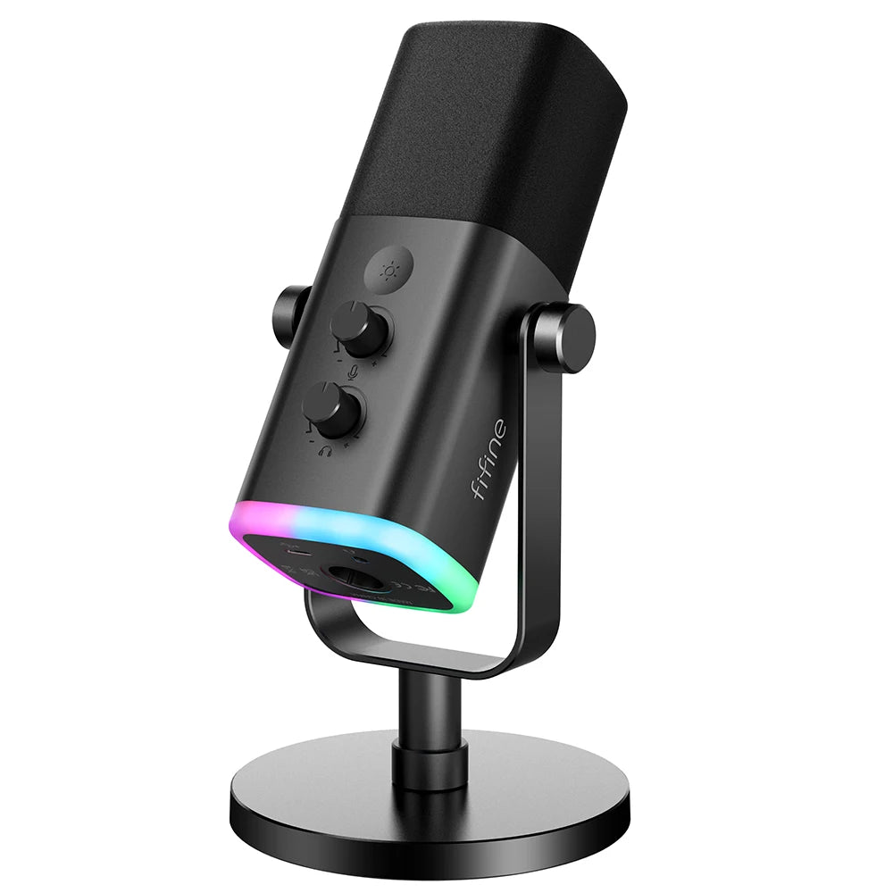 XLR USB Dynamic Microphone with RGB Headphone Jack Touch Mute for Recording Streaming Gaming PS4 PS5
