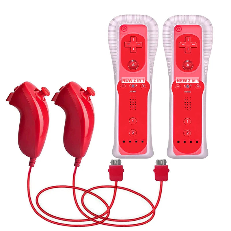 Wireless Game Controller and Nunchuck Set with Motion Sensing for Wii and Wii U Consoles