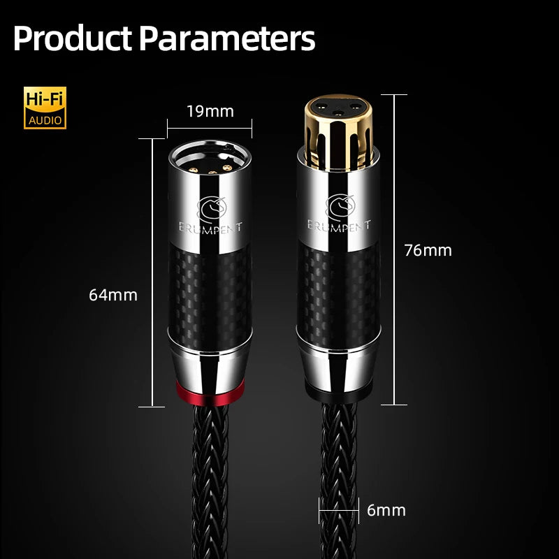 Premium OCC Silver Plated XLR Male to Female Balanced Audio Cable Pair for Studio Use