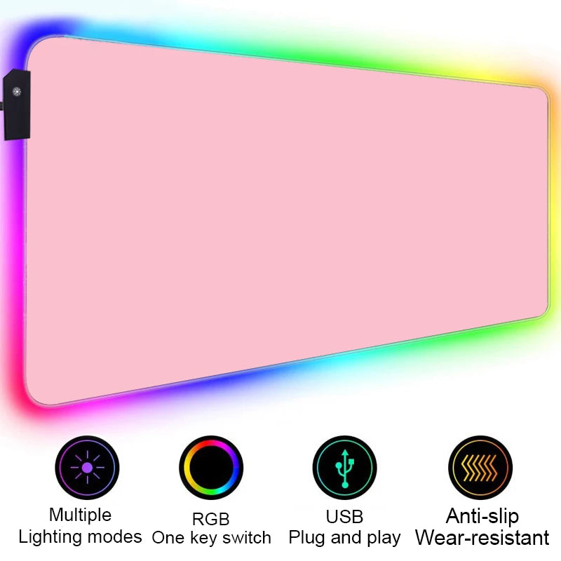 Large RGB Gaming Mouse Pad with LED Backlight Non-Slip Surface for Keyboard and Desk Setup
