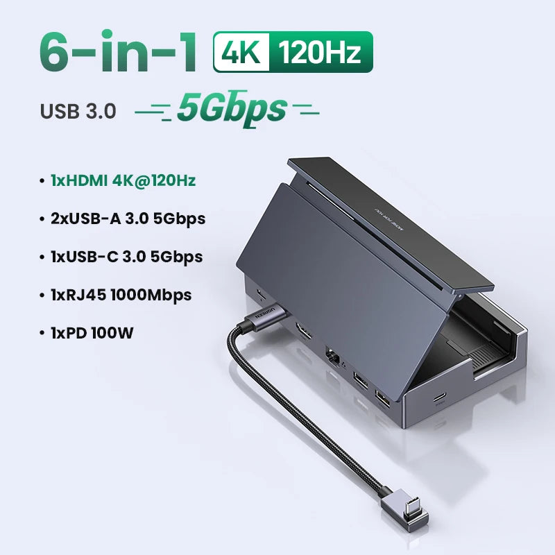 USB C Gaming Dock with 4K HDMI Display, Gigabit Ethernet, 100W PD and 10Gbps Data Ports