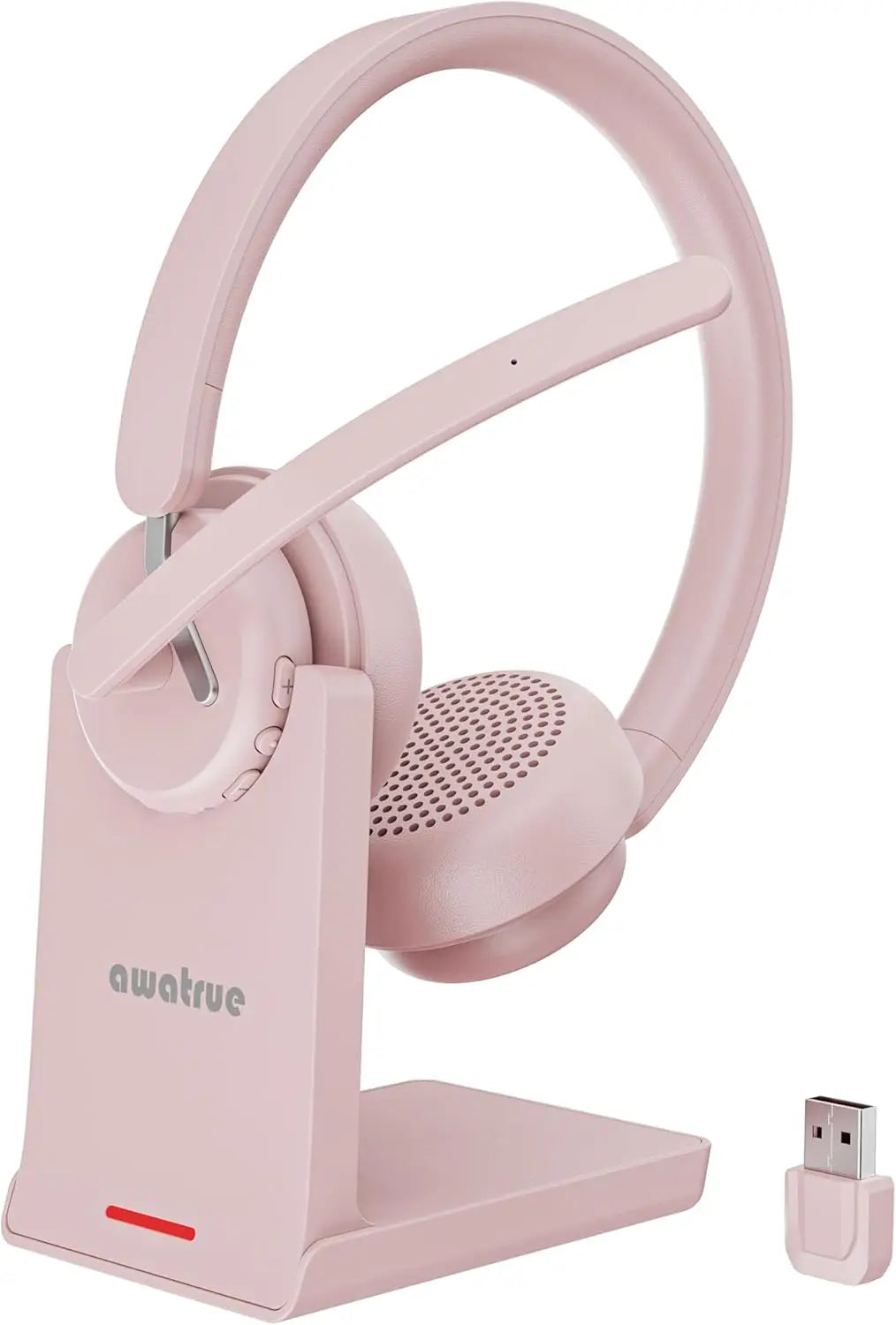Wireless Bluetooth Headset with AI Noise Cancelling Microphone and Charging Base
