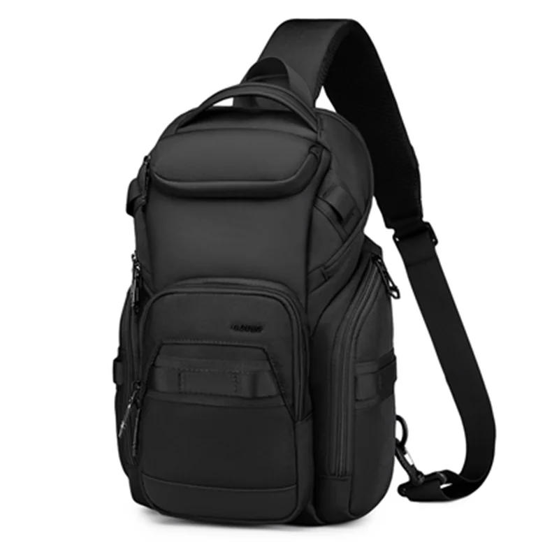 Men’s Lightweight Multi-functional Crossbody Chest Bag with USB Charging and Water Resistant Oxford Fabric
